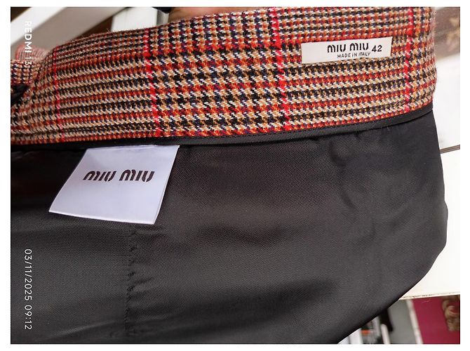 Falda Miu Miu de lana con bolsillos de terciopelo Swarovski Multicolor - vista 10
