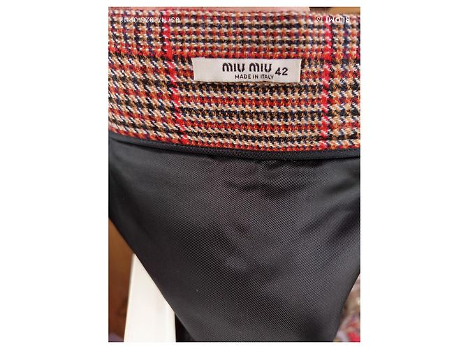 Falda Miu Miu de lana con bolsillos de terciopelo Swarovski Multicolor - vista 12
