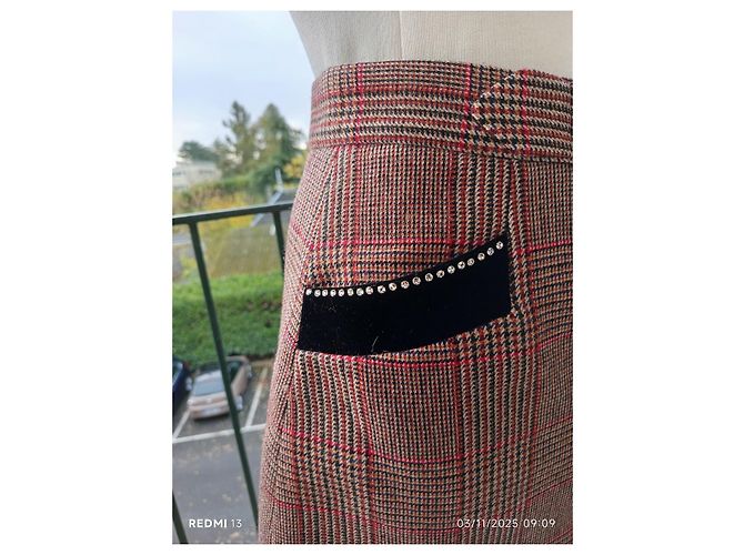 Falda Miu Miu de lana con bolsillos de terciopelo Swarovski Multicolor - vista 3