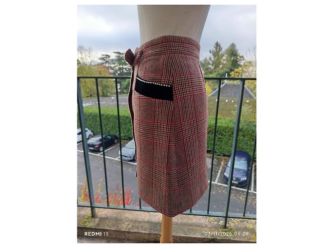 Falda Miu Miu de lana con bolsillos de terciopelo Swarovski Multicolor - vista 5