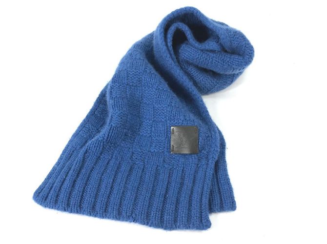LOUIS VUITTON Sciarpa Helsinki con etichetta in pelle Cashmere Uomo Blu - vista 10
