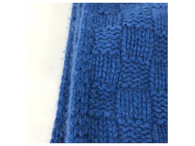 LOUIS VUITTON Sciarpa Helsinki con etichetta in pelle Cashmere Uomo Blu - vista 3