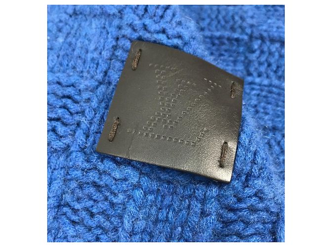 LOUIS VUITTON Sciarpa Helsinki con etichetta in pelle Cashmere Uomo Blu - vista 7