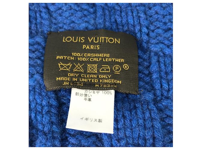 LOUIS VUITTON Sciarpa Helsinki con etichetta in pelle Cashmere Uomo Blu - vista 8