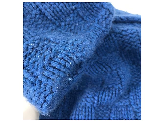 LOUIS VUITTON Sciarpa Helsinki con etichetta in pelle Cashmere Uomo Blu - vista 9
