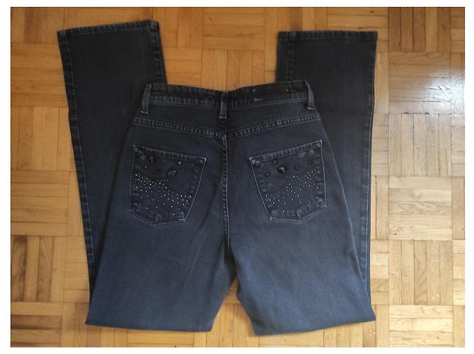 Jeans dritti Trussardi Jeans neri in cotone con dettagli gioiello - vista 2