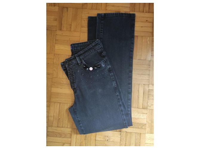 Jeans dritti Trussardi Jeans neri in cotone con dettagli gioiello - vista 3