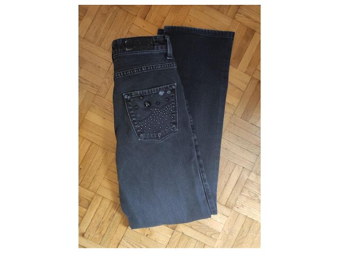Jeans dritti Trussardi Jeans neri in cotone con dettagli gioiello - vista 4