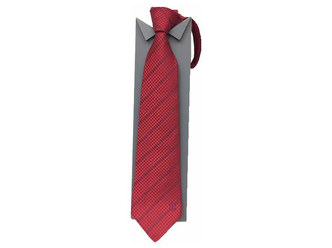 LOUIS VUITTON Cravate Ec tie, red, Damier pattern, % silk, men's - view 2