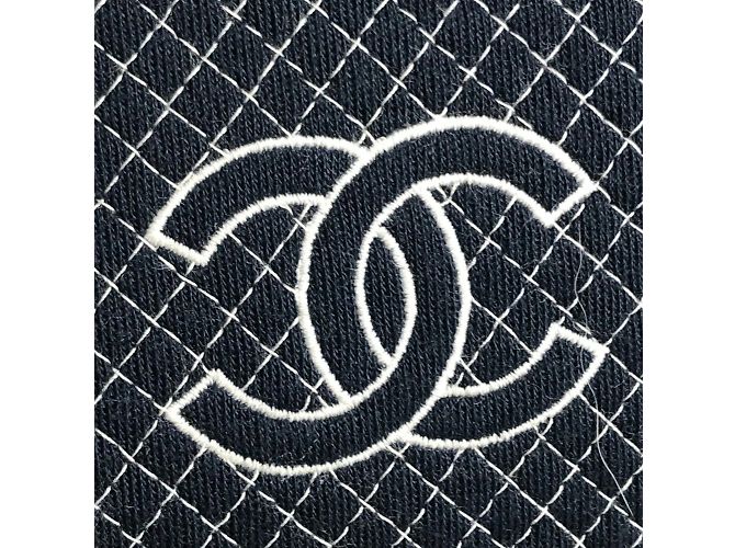 Borsa Boston Matelassé Chanel Bianco Blu navy - vista 10