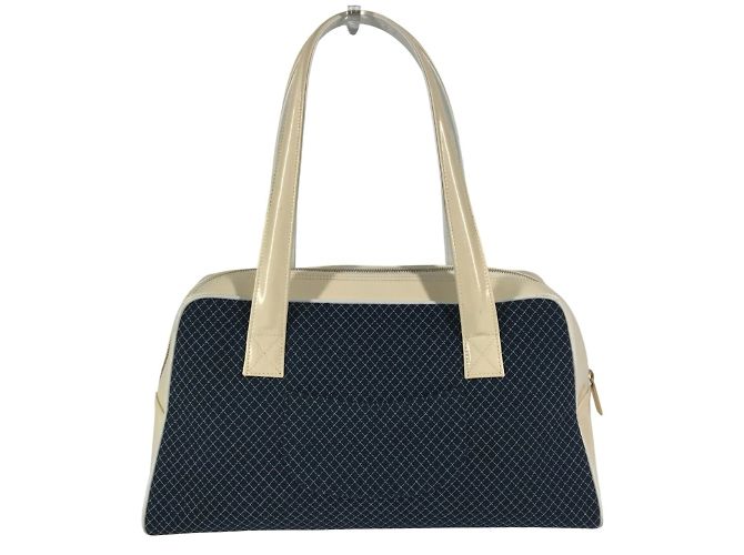 Borsa Boston Matelassé Chanel Bianco Blu navy - vista 2