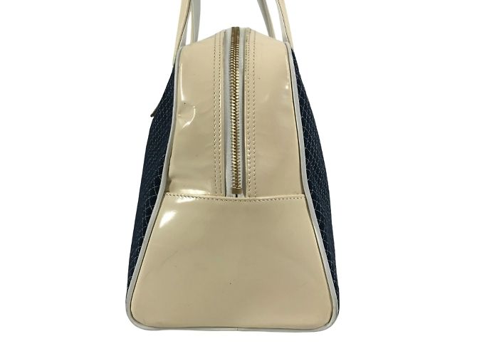 Borsa Boston Matelassé Chanel Bianco Blu navy - vista 3