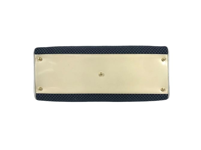 Borsa Boston Matelassé Chanel Bianco Blu navy - vista 5