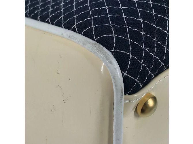 Borsa Boston Matelassé Chanel Bianco Blu navy - vista 7