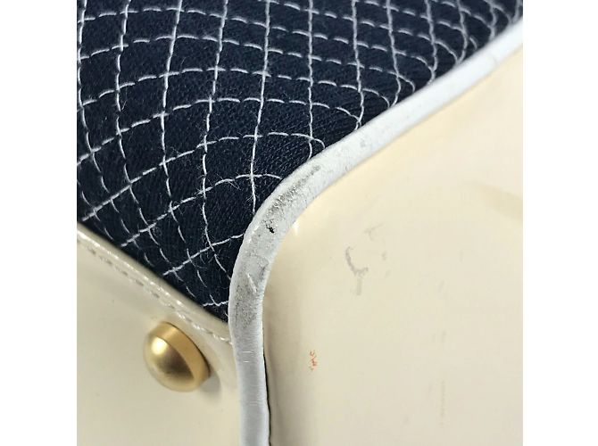 Borsa Boston Matelassé Chanel Bianco Blu navy - vista 8