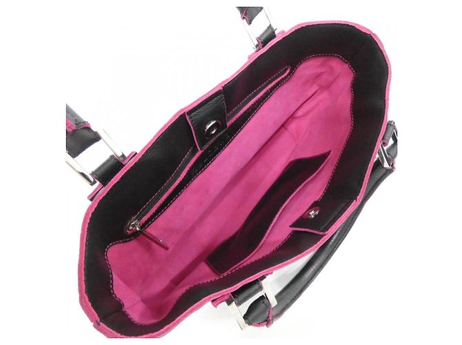Borsa Loewe Amazona in nero e rosa - vista 9