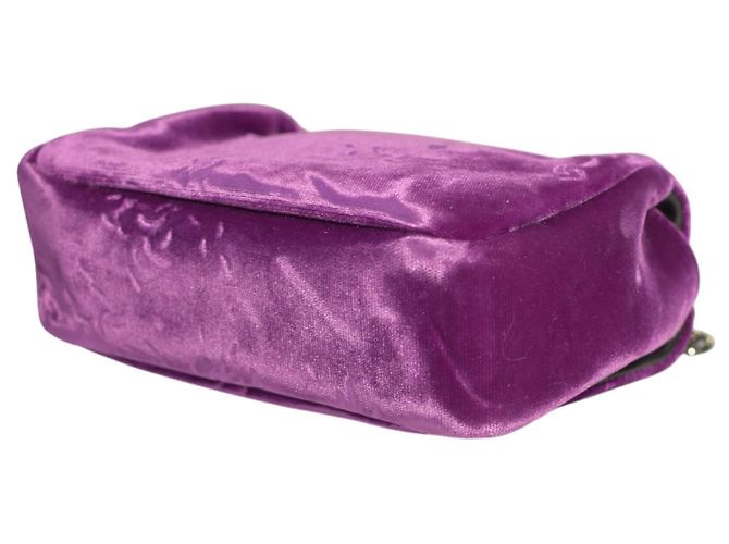 Borsa a spalla mini Natalia in velluto viola Tom Ford con catena e chiusura a scatto TF, borsa da sera Porpora - vista 10