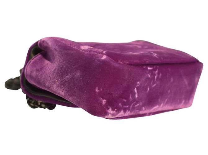 Borsa a spalla mini Natalia in velluto viola Tom Ford con catena e chiusura a scatto TF, borsa da sera Porpora - vista 11