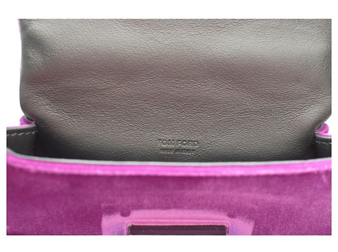 Borsa a spalla mini Natalia in velluto viola Tom Ford con catena e chiusura a scatto TF, borsa da sera Porpora - vista 12