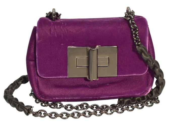 Borsa a spalla mini Natalia in velluto viola Tom Ford con catena e chiusura a scatto TF, borsa da sera Porpora - vista 2