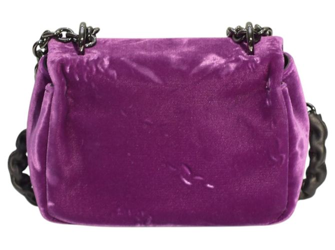 Borsa a spalla mini Natalia in velluto viola Tom Ford con catena e chiusura a scatto TF, borsa da sera Porpora - vista 3