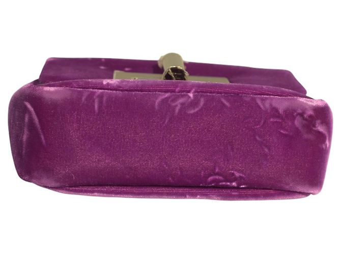Borsa a spalla mini Natalia in velluto viola Tom Ford con catena e chiusura a scatto TF, borsa da sera Porpora - vista 7