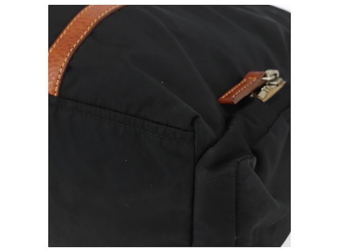Sac Tote Miu Miu en Nylon Cuir Noir Marron Argent Auth 164862 Argenté - vue 10