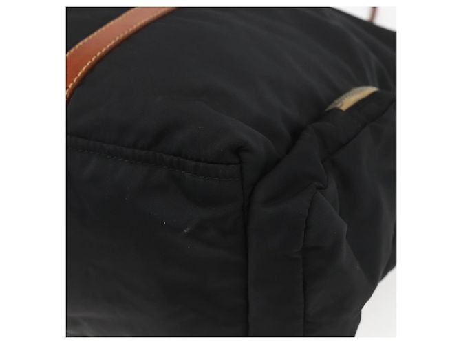 Sac Tote Miu Miu en Nylon Cuir Noir Marron Argent Auth 164862 Argenté - vue 12