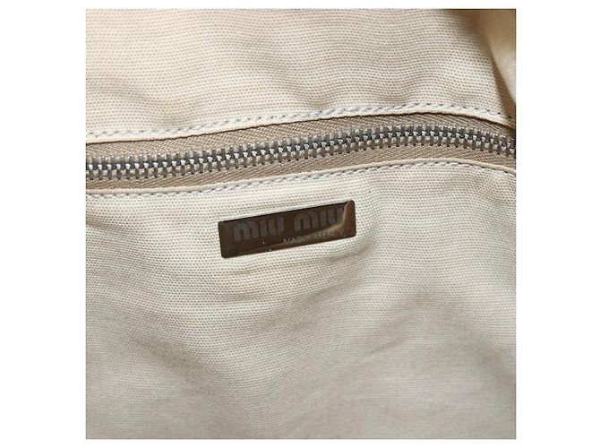 Sac Tote Miu Miu en Nylon Cuir Noir Marron Argent Auth 164862 Argenté - vue 16