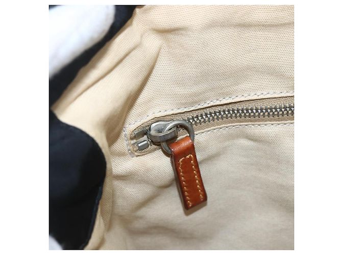 Sac Tote Miu Miu en Nylon Cuir Noir Marron Argent Auth 164862 Argenté - vue 17