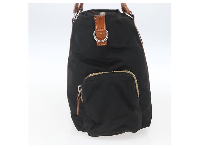 Sac Tote Miu Miu en Nylon Cuir Noir Marron Argent Auth 164862 Argenté - vue 5