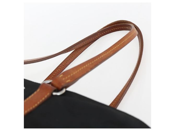 Sac Tote Miu Miu en Nylon Cuir Noir Marron Argent Auth 164862 Argenté - vue 8