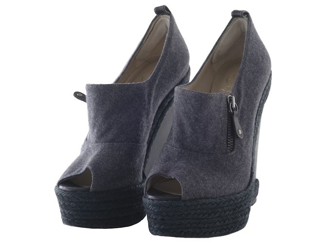 Sandali espadrilles in tela con zeppa Christian Louboutin Grigio - vista 2