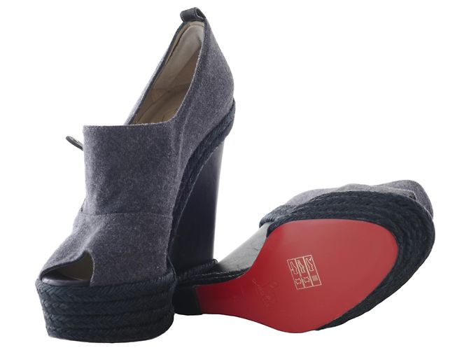 Sandali espadrilles in tela con zeppa Christian Louboutin Grigio - vista 6