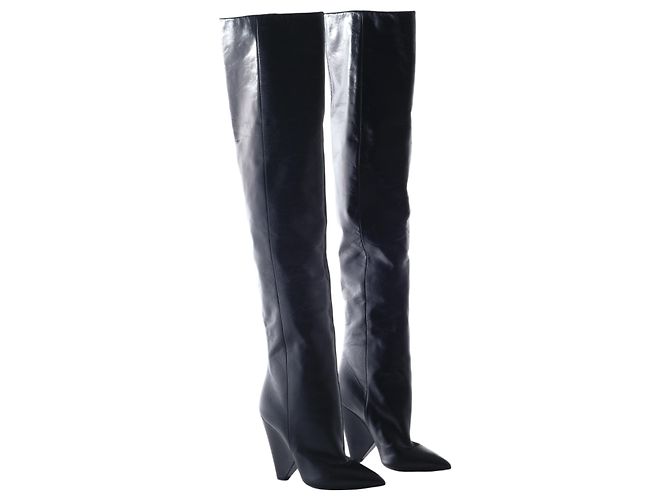 Autre Marque Stivali in pelle Niki al ginocchio Saint Laurent Nero - vista 2