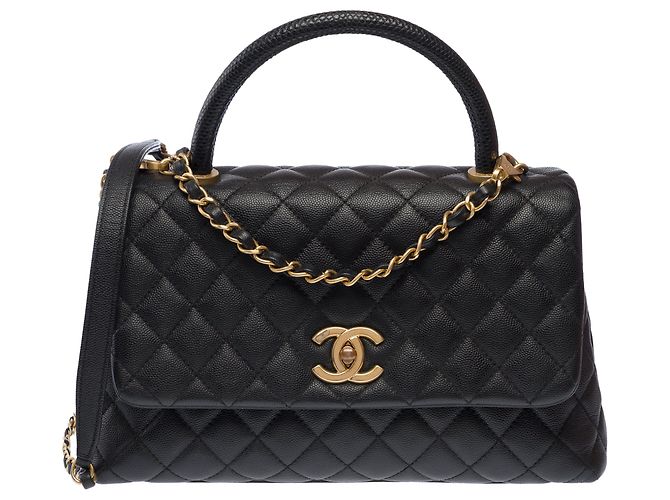 Borsa CHANEL Coco Handle in Pelle Nera - 103193 Nero - vista 3