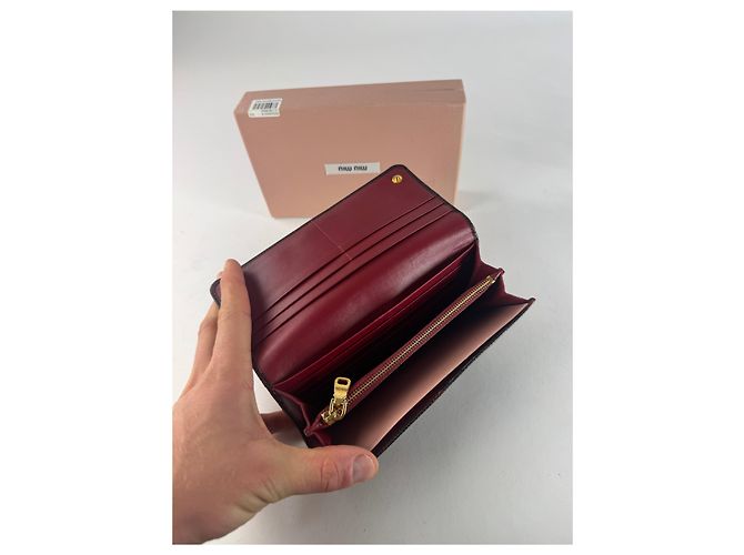 Vintage Miu Miu Snake Emblossed Leather Wallet Black Red - view 4