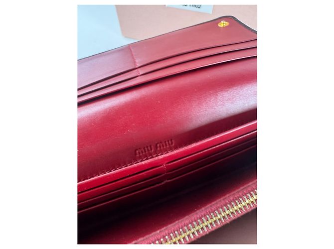 Vintage Miu Miu Snake Emblossed Leather Wallet Black Red - view 6