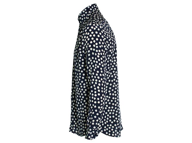 Camicia a pois blu e bianchi Saint Laurent Bianco - vista 2