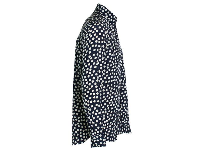 Camicia a pois blu e bianchi Saint Laurent Bianco - vista 4