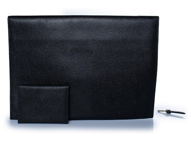 Pochette en cuir grainé avec portefeuille Thom Browne Noir - vue 3