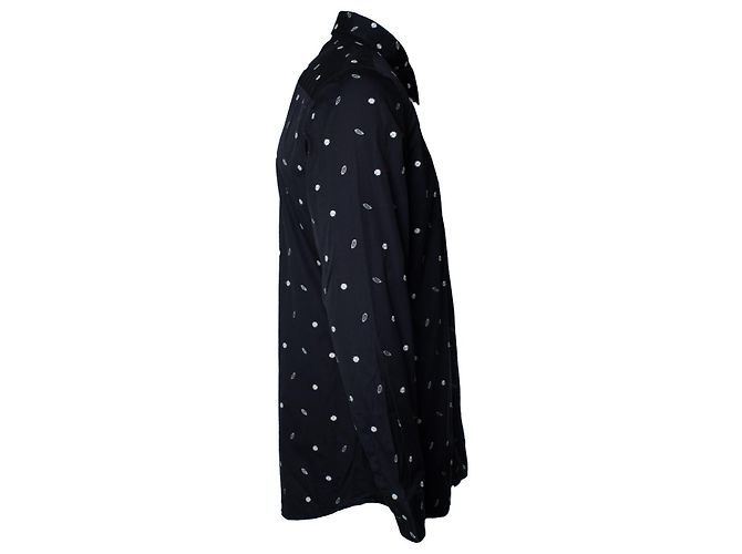 Camicia in cotone nero ricamata con labbra Givenchy - vista 3