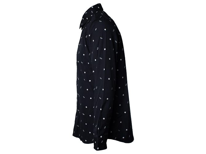 Camicia in cotone nero ricamata con labbra Givenchy - vista 4