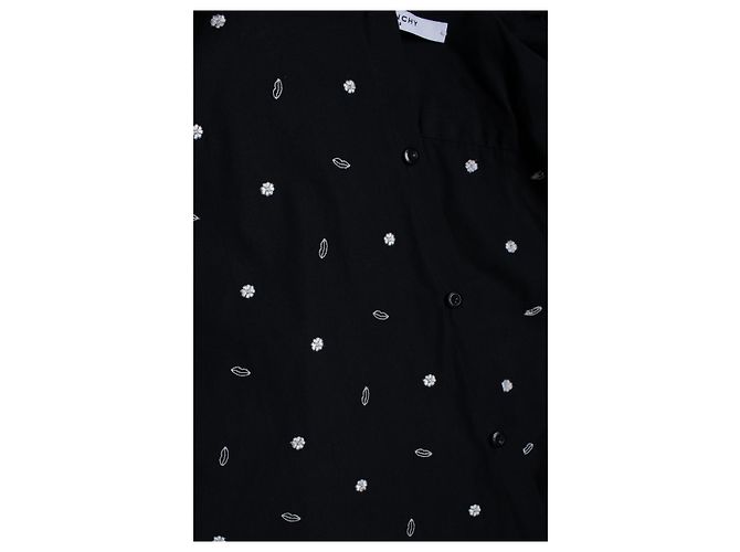 Camicia in cotone nero ricamata con labbra Givenchy - vista 7