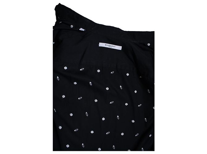 Camicia in cotone nero ricamata con labbra Givenchy - vista 8