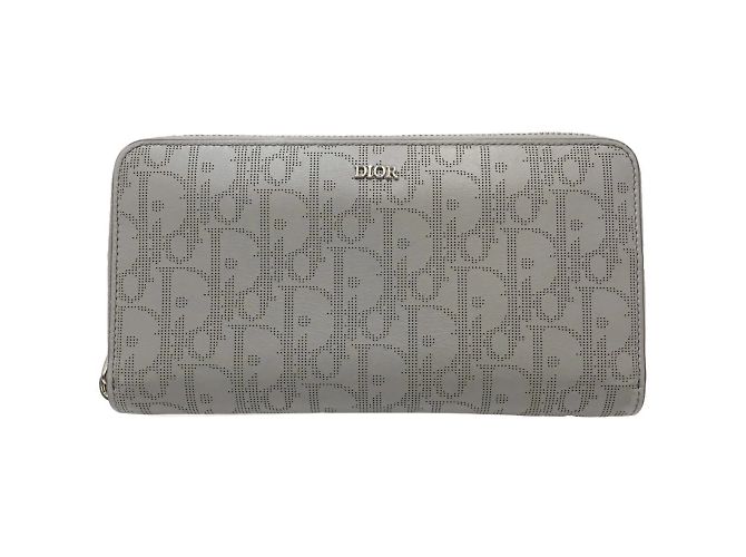 Portefeuille long en cuir de veau gris Christian Dior Marron - vue 2