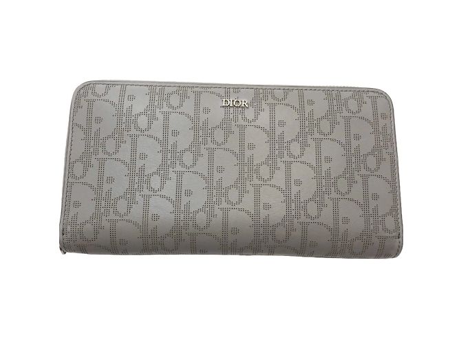Portefeuille long en cuir de veau gris Christian Dior Marron - vue 3