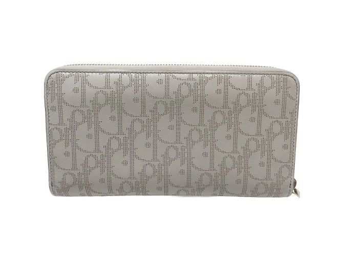 Portefeuille long en cuir de veau gris Christian Dior Marron - vue 4