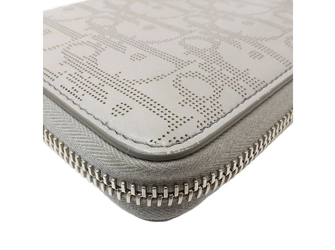 Portefeuille long en cuir de veau gris Christian Dior Marron - vue 6