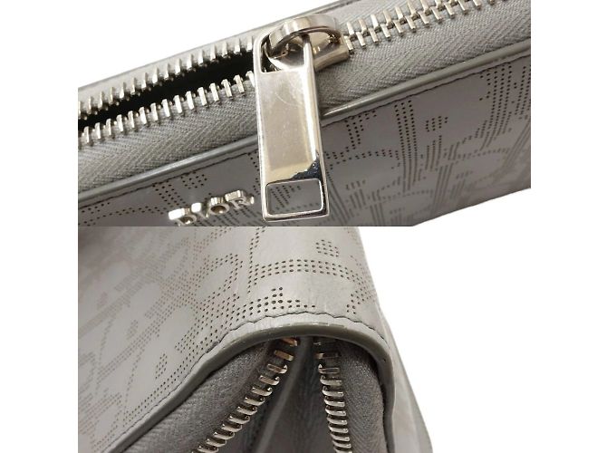 Portefeuille long en cuir de veau gris Christian Dior Marron - vue 7